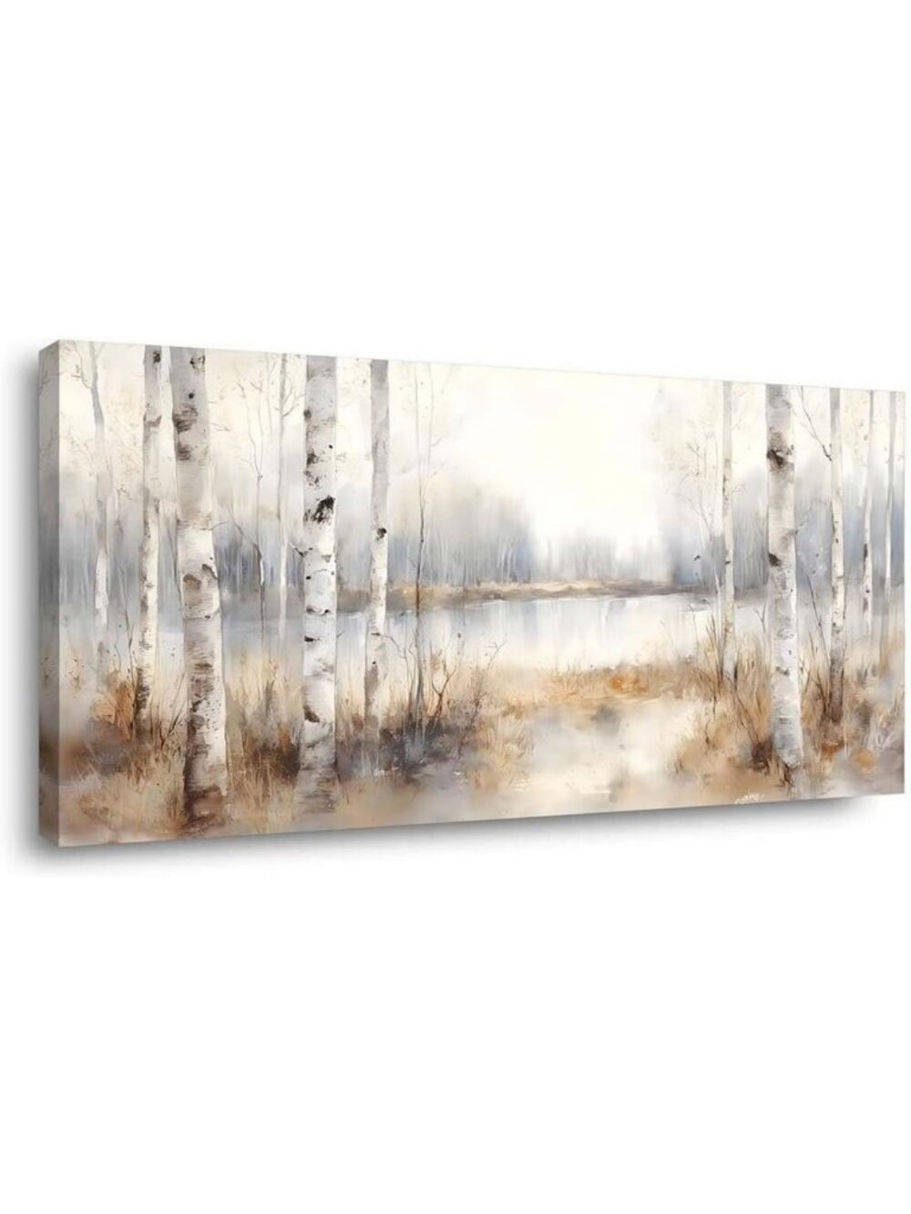 Watercolor Birch Tree Forest Canvas Art - Nature Landscape Print for Home Decor